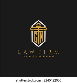 GM initial monogram logo for lawfirm with pillar in creative polygon design