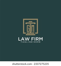 GM initial monogram logo for lawfirm with pillar design in creative square