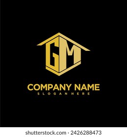 GM initial monogram logo for real estate with creative building style design