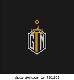 GM initial monogram for shield and sword style image