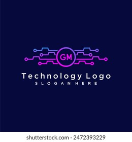 GM initial monogram for technology logo with circle style design