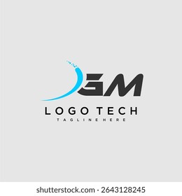 GM initial monogram for technology logo design