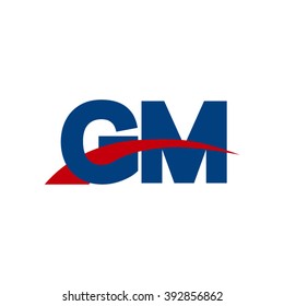 GM initial overlapping swoosh letter logo blue red