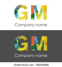 GM letter abstract mosaic shape icon colorful
