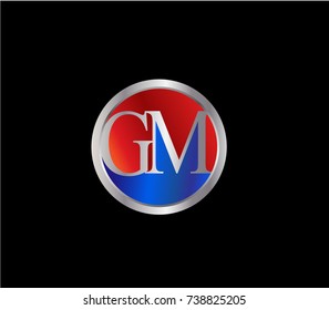 GM Letter logo Design in a circle. Blue and silver colored


