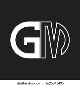GM Letter logo monogram with oval shape negative space design template