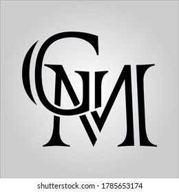 GM letter logo with white background.The nice black letter logo.