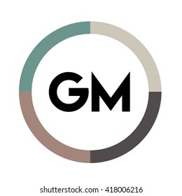 GM letters, four colors in abstract background logo, design identity in circle, alphabet letter