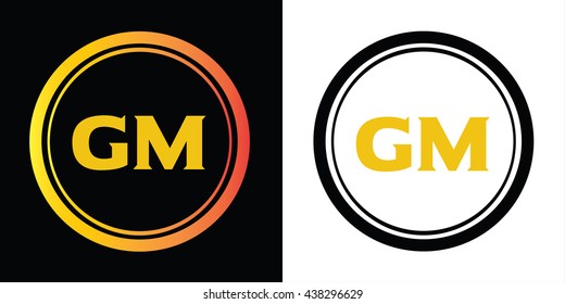 GM letters icon design template elements in abstract background logo, design identity in circle, alphabet letter