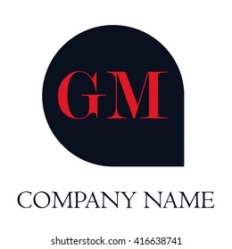 GM Letters red , Abstract black background logo, Design identity in shape, Alphabet letter