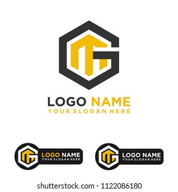GM logo letter initial, Abstract polygonal Background Logo,