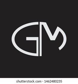 GM Logo letter oval monogram design template with black and white colors