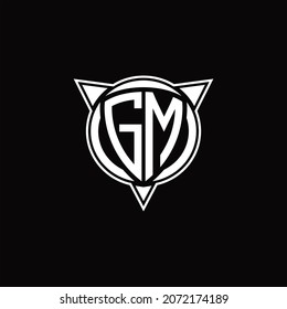 Monograma con logotipo GM aislado con forma de círculo y tres plantillas de diseño de flecha