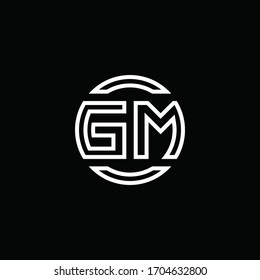 GV-Logo-Monogramm mit negativem Platzkreis, abgerundete Design-Vorlage