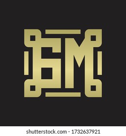 Monograma con logotipo de GM con plantilla de diseño de línea