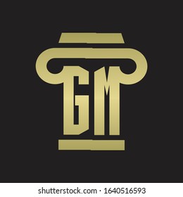 GM Logo monogram with pillar style design template with gold colors