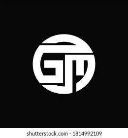 GM Logo monogram with rounded line swipe design template on black background