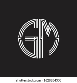 GM Logo monogram triple ribbon style line design template isolated on black background