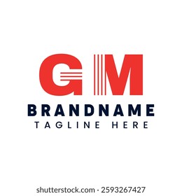 gm logo red lines lettermark monogram abstract dynamic identity brand