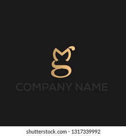 GM logo vector. G and M letters. Golden color text on black background