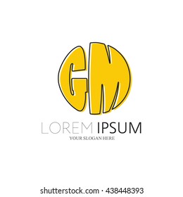 GM Logo. Vector Graphic Sphere Branding Letter Element. White Background