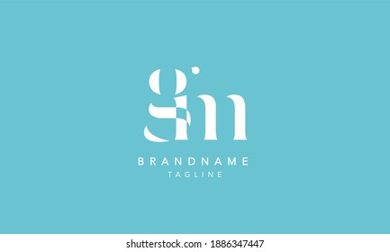 GM Lowercase Letter Initial Icon Logo Design Vector Illustration