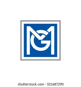 GM MG initial company, blue square frame
