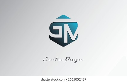 Símbolo de espaço negativo abstrato de forma de polígono mínimo GM para uso de marca"