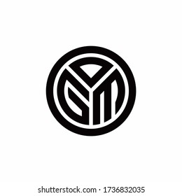 Logo de monograma GM con plantilla de diseño de contorno de círculo aislado en fondo blanco