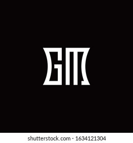 GM monogram logo with curved side style design template