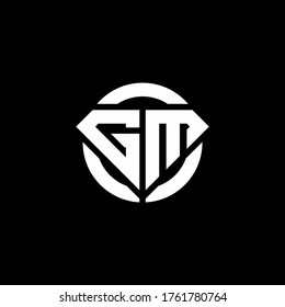 GM monogram logo with diamond shape and ring circle rounded design template