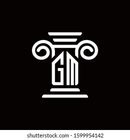 GM monogram logo with pillar style design template