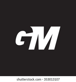 GM negative space letter logo black background