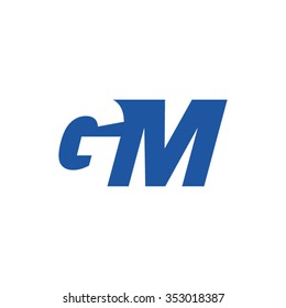 Logo de la letra de espacio negativa GM azul