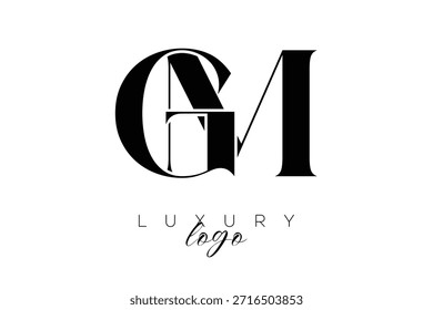 Logotipo de tipografia de monograma de letra serifa GM para identidade de marca premium elegante