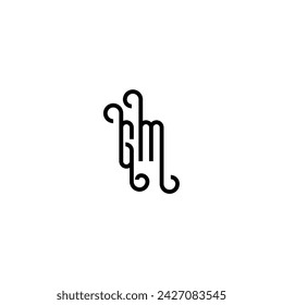 GM simple curved concept initial logo design black and white background