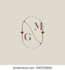 GM wedding classic in elegant monogram with high quality professional design that will print well