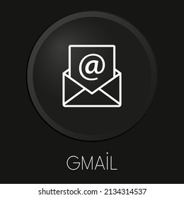  Gmail minimal vector line icon on 3D button isolated on black background. Premium Vector.

