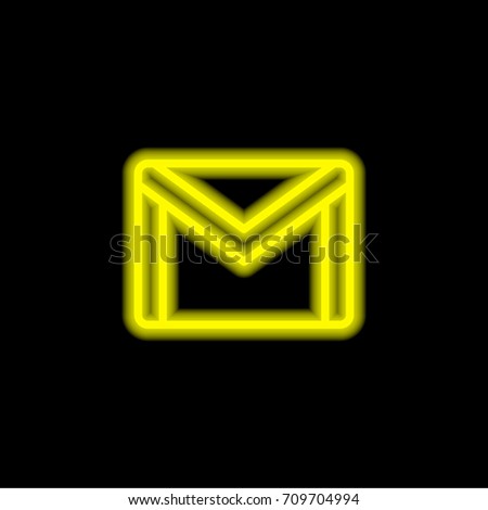 Gmail yellow glowing neon ui ux icon. Glowing sign logo vector