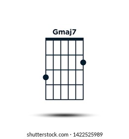 Gmaj7, Basic Guitar Chord Chart Icon Vector Template