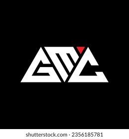GMC triangle letter logo design with triangle shape. GMC triangle logo design monogram. GMC triangle vector logo template with red color. GMC triangular logo Simple, Elegant, and Luxurious design.