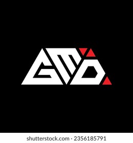 GMD triangle letter logo design with triangle shape. GMD triangle logo design monogram. GMD triangle vector logo template with red color. GMD triangular logo Simple, Elegant, and Luxurious design.