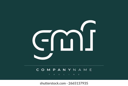 Diseño de logotipo de carta abstracta GMF. Diseño moderno del logotipo del negocio con tipografía Abstractas y estilo contemporáneo