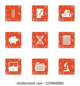 GMO animal icons set. Grunge set of 9 GMO animal vector icons for web isolated on white background