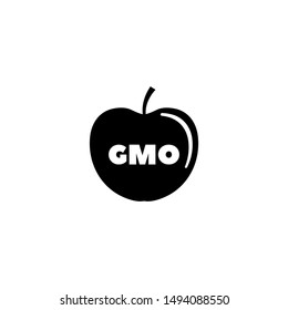 GMO Apple, Genetic Modified Eat. Flat Vector Icon illustration. Simple black symbol on white background. GMO Apple, Genetic Modified Eat sign design template for web and mobile UI element