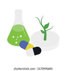 Gmo bio engineering isometric composition with isolated image of genetically modified plant vector illustration