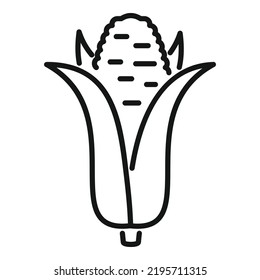 Vector de contorno de icono de maíz de maíz Gmo. Comida de Adn. Genoma de medicina