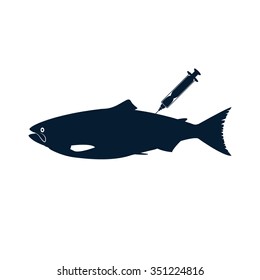 GMO fish salmon illustration. Vector illustration eps 10.