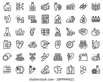 Gmo food icons set. Outline set of gmo food vector icons for web design isolated on white background