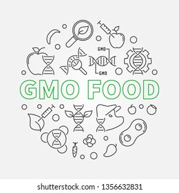 GMO Food vector round concept minimal illustration in outline style